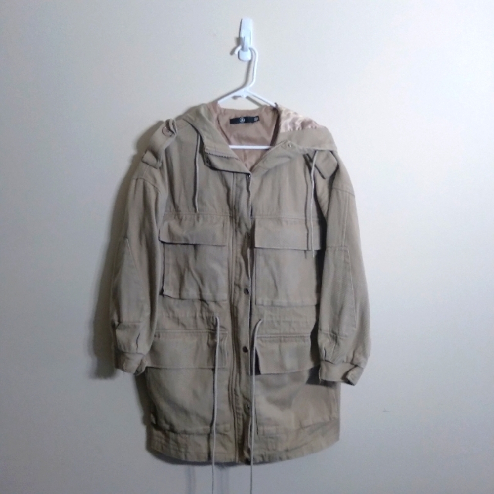 Missguided Womens Khaki Canvas Utility Anorak Jacket Sz 4
